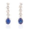 Second Hand 18ct White Gold Sapphire and Diamond Drop Earrings - Main View