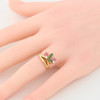 Second Hand 9ct Gold Green & Pink Tourmaline and Diamond Tiara Cocktail Ring - Worn View