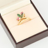 Second Hand 9ct Gold Green & Pink Tourmaline and Diamond Tiara Cocktail Ring - In Box