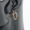 Second Hand 18ct Gold Multi-Stone Hoop Earrings - Worn View
