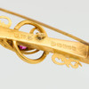 Antique 15ct Gold Ruby & Diamond Floral Bar Brooch - Hallmark Detail