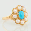 9ct Gold Turquoise and Pearl Cluster Ring - Angled View