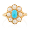 9ct Gold Turquoise and Pearl Cluster Ring - Main View