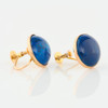 Antique 9ct Gold Lapis Lazuli Screw Back Earrings - Angled View
