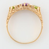 9ct Gold Suffragette Ring Peridot, Pearl and Amethyst - Top View