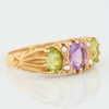 9ct Gold Suffragette Ring Peridot, Pearl and Amethyst - Angled View