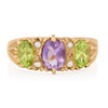 9ct Gold Suffragette Ring Peridot, Pearl and Amethyst - Main View