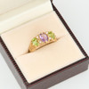9ct Gold Suffragette Ring Peridot, Pearl and Amethyst - In Box