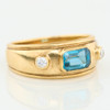 Second Hand 9ct Gold Blue Topaz and Diamond Band - Angled View