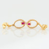 9ct Gold Ruby and Diamond Oval Drop Earrings - Rear View