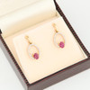 9ct Gold Ruby and Diamond Oval Drop Earrings - In Box