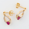 9ct Gold Ruby and Diamond Oval Drop Earrings - Top View