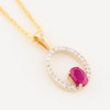 9ct Gold Ruby and Diamond Oval Pendant - Angled View