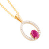 9ct Gold Ruby and Diamond Oval Pendant - Main View