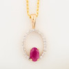 9ct Gold Ruby and Diamond Oval Pendant - Front View