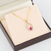 9ct Gold Ruby and Diamond Oval Pendant - In Box