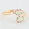 9ct Gold Opal and Diamond Double Cluster Toi et Moi Ring - Angled View