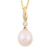 9ct Gold Teardrop Pearl and Diamond Pendant - Main View