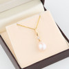 9ct Gold Teardrop Pearl and Diamond Pendant - In Box
