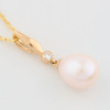 9ct Gold Teardrop Pearl and Diamond Pendant - Angled View