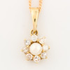 9ct Gold Pearl and Diamond Cluster Pendant - Front View