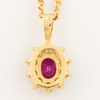 Second Hand 18ct Gold Ruby & Diamond Cluster Pendant & Chain - Rear View