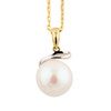 9ct Gold Cultured Pearl Swirl Pendant and Chain - Main View