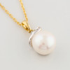 9ct Gold Cultured Pearl Swirl Pendant and Chain - Angled View