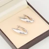 9ct White Gold Marquise Curved Drop Earrings - In Box