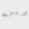 9ct White Gold Tanzanite & Diamond Cluster Drop Earrings - Angled side view