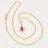 Second Hand 18ct Gold Pear Ruby & Diamond Cluster Pendant with Chain - Complete View