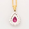 Second Hand 18ct Gold Pear Ruby & Diamond Cluster Pendant with Chain - Rear View