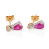 Second Hand 9ct Gold Pear Ruby and Diamond Stud Earrings - Front View