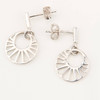 9ct White Gold Diamond Set Open Circle Drop Earrings - Rear View
