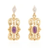 9ct Gold Amethyst Panel Drop Earrings - Main View