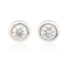 18ct White Gold Diamond Stud Earrings – 0.38ct - Rub Over Setting - Front View