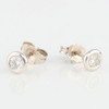 18ct White Gold Diamond Stud Earrings – 0.38ct - Rub Over Setting - Angled View
