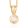 9ct Gold Diamond Pendant & Chain – Rub over Setting - Main View