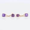 Second Hand 9ct Amethyst Drop Earrings - Front View
