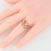 9ct Gold Ruby Sapphire & Diamond Butterfly Ring - Worn View
