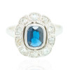 Antique 18ct White Gold Sapphire & Diamond Cluster Ring - Main View