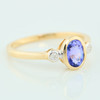 9ct Gold Tanzanite and Diamond Trilogy Ring - Angled View