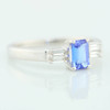 9ct White Gold Tanzanite and Baguette Diamond Ring - Angled View