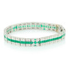 Second Hand 18ct White Gold Emerald & Diamond Bracelet, Art Deco Style - Main View