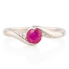 Second Hand 9ct White Gold Ruby & Diamond Cross Over Ring - Main View