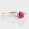 Second Hand 9ct White Gold Ruby & Diamond Cross Over Ring - Angled View