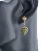 Second Hand 9ct Gold Jade Drop Earrings - Worn View
