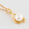 9ct Gold Pearl Swirl Pendant Necklace - Angled View