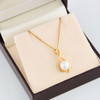9ct Gold Pearl Swirl Pendant Necklace - In Box