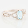 9ct Gold Aquamarine and Diamond Swirl Dress Ring - Angled View